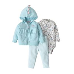 Clothing Sets Infant Baby Boy Girl Clothes Set 2022 Spring Fall Animals Floral Warm Hooded Coat Romper Pants Born OutfitClothing