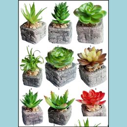 Other Home Decor Decor Garden Artificial Green Potted Emational Succents Small Plant With Pots For Wedding Table Birthday Christmas Party