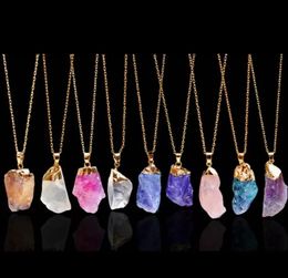 Party Favour Natural Crystal Quartz Healing Point Chakra Bead Gemstone Necklace Pendant C0823