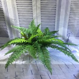 60cm13 Fork Artificial Palm Leaf Bunch Green Plastic Indoor Fake Monstera Potted Plants el Office Christmas Home Decor Props 201203