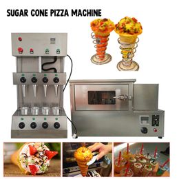 110V/220V Ice Cream Pizza Cone Machine Pizzas Cones Baking Moulding Machines Pizzas Conos With Rotary Oven 4 Moulds