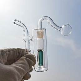 Hookah Mini small Glass Oil Rigs Smoke Shisha Diposable Glass Pipes Ash Catchers Bong Percolater Bubbler Tobacco Bowl Smoking Pipe Accessories Green Colours Gifts