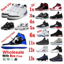 Dark Iris PE identical Basketball Shoes wholesale 4s Military Black Canvas 4 Patent Royal 1 With Box Men Women Infrared University Blue 6 Raging Bull 5s Oreo