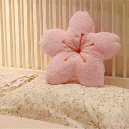 Hairy Cherry Blossoms Filled Flower Plush Cushion Girly Room Decor Suower Pink For Girls Bedroom Seat J220704