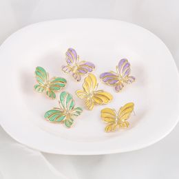 Dangle & Chandelier Butterfly Earrings Summer Fresh Colour Drip Glaze Female Korean Temperament 2022 Fashion Stud