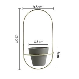 2 Pieces Pottery Planters Modern Hanging Pots with Metal Stands Small Flower Vase Home Wall Decoration Y200709