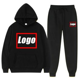 Customised Printed Leisure Spring Autumn Men Sets Sport Hooded Jogging HoodiesPants Suits Men Tracksuit Sportswear Custom 220615