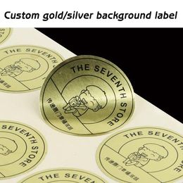 100PC goldsilver background gift tag waterproof luminous custom name seal label sticker 220618