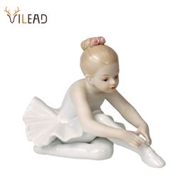 VILEAD Ceramic Ballet Girl Figurines Doll Room Home Decoration Accessories Living Bedroom Creative Gifts Garden Figures 220329