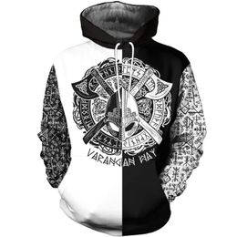 Men's Hoodies & Sweatshirts Viking Warrior 3D Print Spring Comfortable Hooded Pullover Fall Fashion Zip Hoodie 5XL Oversized Streetwear Casu