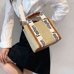 Straw Woven Bag Women's Summer New Fashion Tote Texture Single Shoulder Messenger Bag Woven Bag 220614