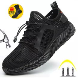 Stylish Breathable European Steel Toe Cap For Summer Big Net Is Light Safe Puncture Proof Construction Shoes