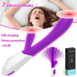 Vibrator for Women 7 Modes WirelessDouble Rod Masturbation Clitoris Stimulator USB Rechargeable Massager Goods sexy Toys