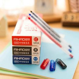 Gel Pens 12pcs/set 0.5mm Creative Personality Text Simple Pen Needle Full Black/Red/Blue Neutral School Office Stationery Supplie