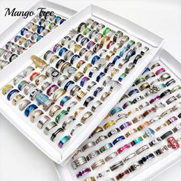 50Pcs/Lot Trendy Stainless Steel Rings for Women Men Wholesale Mixed Wedding Jewelry Gift Couple Accessories Finger Ring Anillo 220713