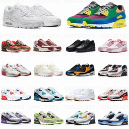air 90 Canada - Mens women Running Shoes 90 90s Triple Black Infrared Valentine Day Grey Fog Shimmer Polka Laser Blue Bacon UNC Pink Oxford Cargo Khaki Trainers air max airmax Sports
