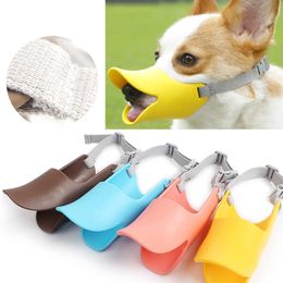 Dog Collars & Leashes Dog Muzzle Silicone Duck Mouth Mask Bark Bite Stop Small Anti-bite Masks For Products Pets Decoration Dropshipthe