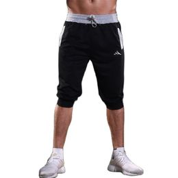 Summer thin section short mens casual cropped loose pants straight stretch breeches 210322