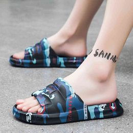 New Slippers Men Outer Wear Large Size Summer One Word Slippers Men Korean Version Personality Trend Student Sandals J220716