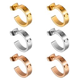 Jewelry C shape titanium steel charms Lover's earrings stud for Men Women simple fashion rose gold/silver/gold color Party Christmas girl Gift