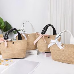 Gift Wrap Personalised Bridesmaid Beach Bag Jute Totes Bachelorette Party Tote Bags Favours Wedding DecorGift