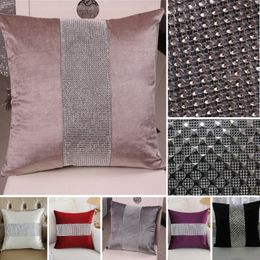 Decorative Luxury Diamond Setting Throw Pillow Cover Ultra Soft Flannel Pillowcase el Home Decor 45 45CM Sofa Cushion Covers 220623