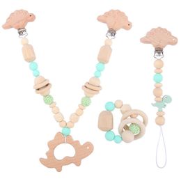 New baby products dinosaur beech gum children's bracelet pacifier chain baby stroller accessories pendant