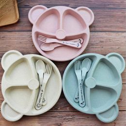 Dinnerware Sets Fractal Bear Kids Plate Set Easily Attract Kids' Attention Increase Eat Interesting Designed For Children 1 TablewareDin