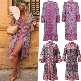 evening dresses for short women UK - Party Dresses Bohemia Women Beach Evening Dress Short Summer Print Beachwear Holiday Sundress Sun Bathing Wear Prom Gown In StockParty