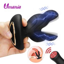 Electric Shock Anal Toy Vibrator for Men Women Wireless Remote Control Anal Plug Prostate Massager Masturbator Adult Sex Toy 18 Y220702