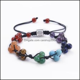 Charm Bracelets Jewellery Fashion Natural Chakra Beads Bracelet Adjustable Black Agate Stone Women Yoga Gift Drop Delivery 2021 Ue04W