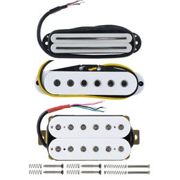 Set of 3pcs White Dual Rail & Single Coil & Humbucker Pickup Ceramic Neck /Middle/Bridge Pickup for Electric Guitar Parts