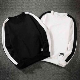 black white solid men Loose casual Sweatshirts Men's Style Casual Fashion Patchwork O-Neck Long SleevesTop Blouse hoodie 210924