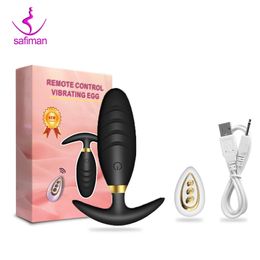 Anal Vibrator Butt Plug Prostate Massager with Wireless Remote Control Wearable Vibrating Egg Dildo Sex Toys for Women Men Adult 220317