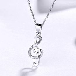 Chains Sterling Silver Necklace White Gold Musical Note Pendant For Women 925 JewelryChains Heal22