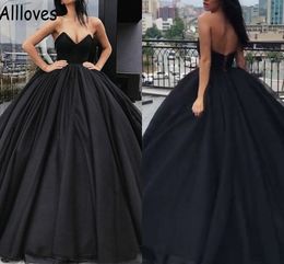 Black Prom Evening Dresses Strapless Sexy Backless Princess Ball Gown Formal Wear Ruched Satin Arabic Aso Ebi Women Special Occasion Dress Vestidos De Festa CL0721