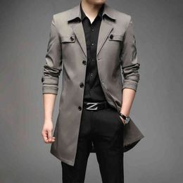 Thoshine Brand Spring Autumn Men Trench Coats Long Superior Quality Male Fashion Jackets Smart Casual Plus Size 6XL L220725