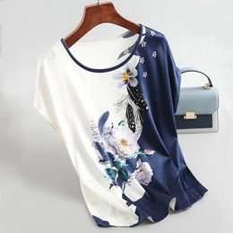 New Women tops Silk Satin Blouses Spring Summer Floral Printing Blouse Female Fashion Shirt Tops Plus Size
