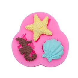 Starfish Cake Mold, Sea Shell Silicone Mould Seahorse Series Liquid Silica Gel Mould Fondle Bake Decoration 1222381