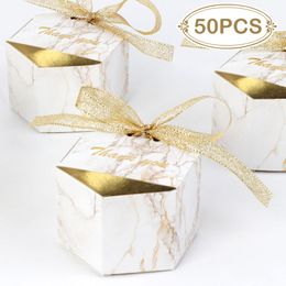 100pcs Marble Style Candy Boxes creative Wedding Favors and gifts for Guest Party Supplies Paper Thank you Gift Boxes