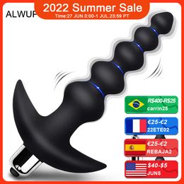 2 In 1 Vibrating Anal Beads Butt Plug Tapered Design Silicone Prostate Massager Bullet Vibrator sexy Toys for Men Women Couples