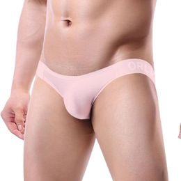 Underpants Beltless Ice Silk Briefs Solid Sexy Close Fitting Mens Underwear Pack Breathable Hip Lift Double Thong Slips Pour HommesUnderpant