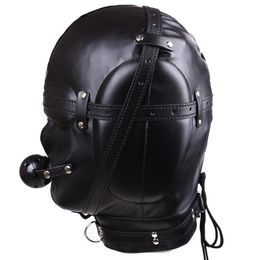 BDSM Bondage Mask Soft Leather Hood Headgear In Adult Games For Couples Fet276y