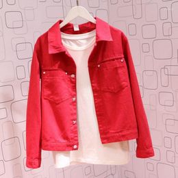 Women's Jackets Plus Size Denim Jacket 2022 Autumn Women Harajuku Fashion Slim Basic Coat Female Vintage Casual Red Yellow Jean