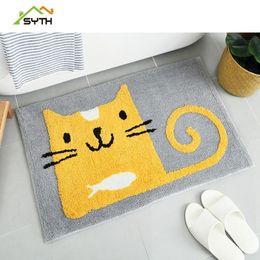 SYTH Water Absorption Rug Fleece Bathroom Kit Toilet cartoon Pattern Bath Mats Floor Carpet Set Mattress for mat Y200407