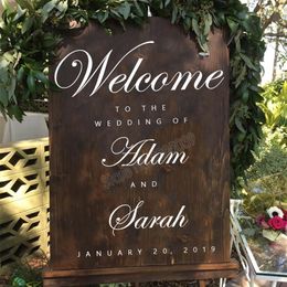 Custom Name Welcome Sign Decal Signage Wedding Sticker White Vinyl Decals DIY Removable Adesivo De Parede LC683 220621