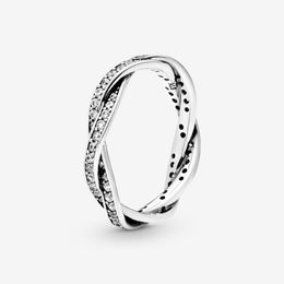 Authentic 925 Sterling Silver Sparkling ed Lines Ring For Women Wedding Rings Fashion Jewellery Accessories305e