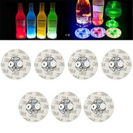 6cm LED Bottle Stickers Coasters Light 4LEDs 3M Sticker Flashing led lights For Holiday Party Bar Home Party BBB15339