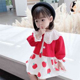 Children Clothes Floral Dress Jacket Costume For Girls Patchwork Clothes Girl Casual Style Costumes For Children 210412