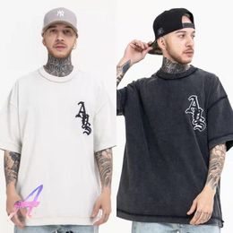 Men's T-Shirts Askyurself Men's Clothing High Quality Vintage Letters Embroidered Women's Short Sleeves T-shirtMen's